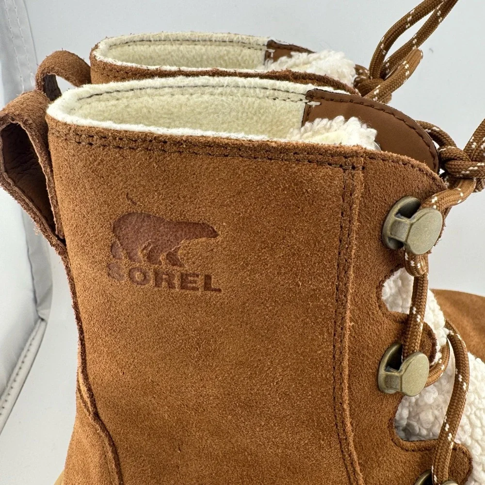 Sorel‎ Ona Rmx Glacy WP Boots 8 Brown Waterproof Suede Shearling NL5123-242